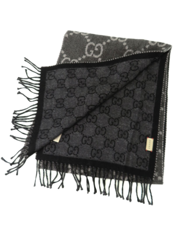 GUCCI】グッチ『タッセル付き GGジャカード パターン ニット スカーフ