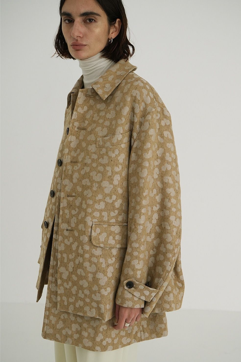 CLANE - リネン レオパード ジャケット ベージュ - LINEN LEOPARD