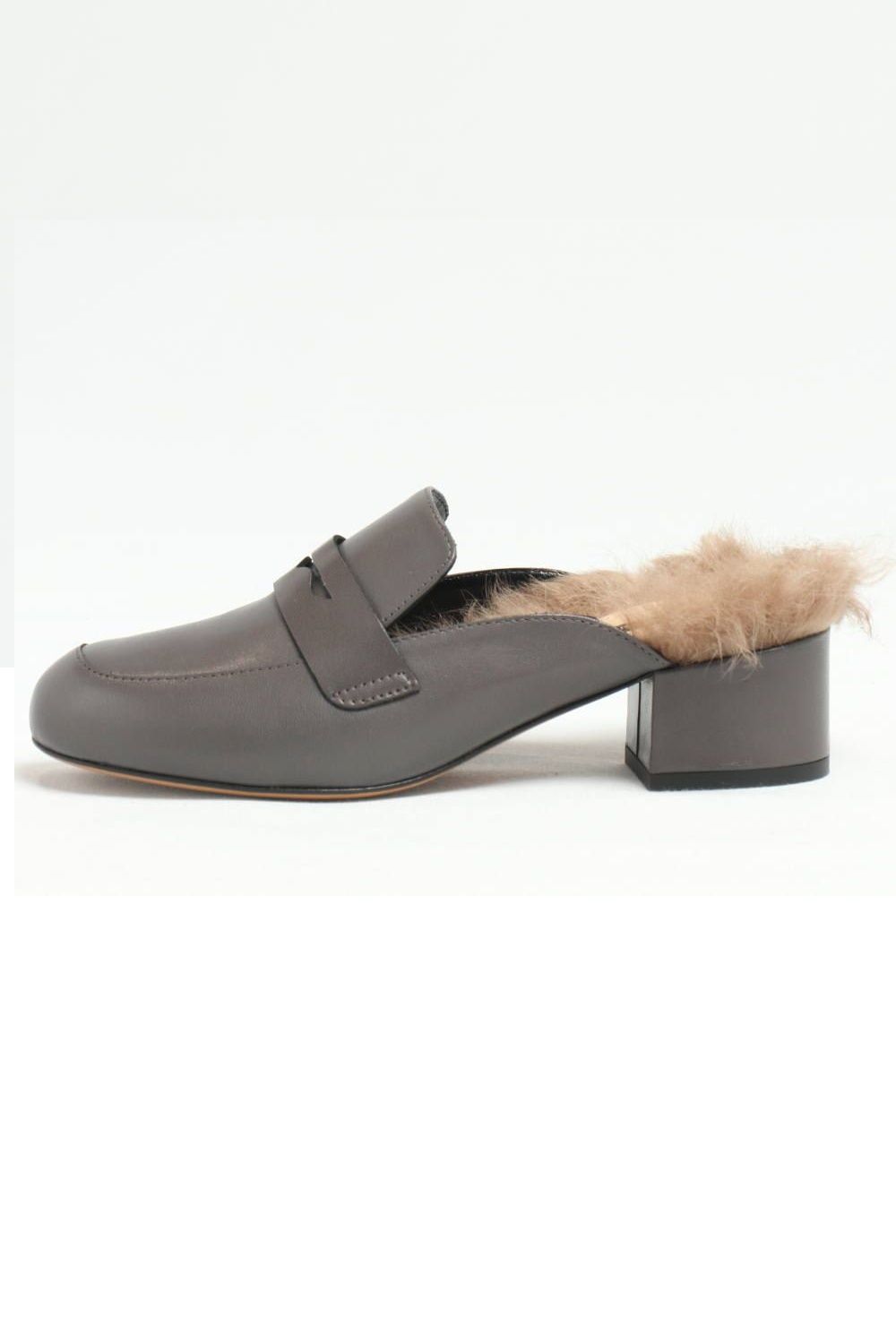 FABIO RUSCONI - 3849 インソール ファー レザー ローファー ミュール