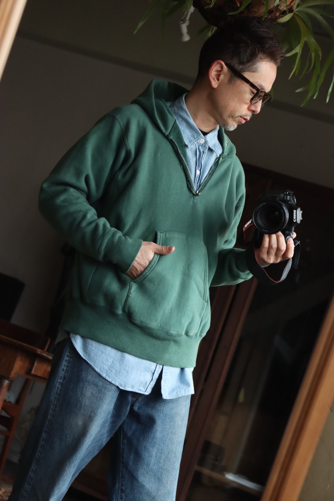 A.PRESSE アプレッセ24SS Vintage Half Zip Sweat Hoodieスタイル