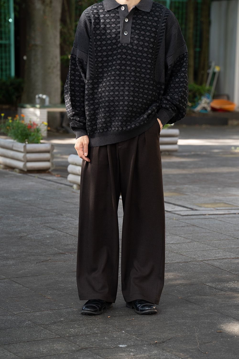 YASHIKI - 【ラスト1点】【25AW】Rikka Knit Polo(BLACK) | Salty