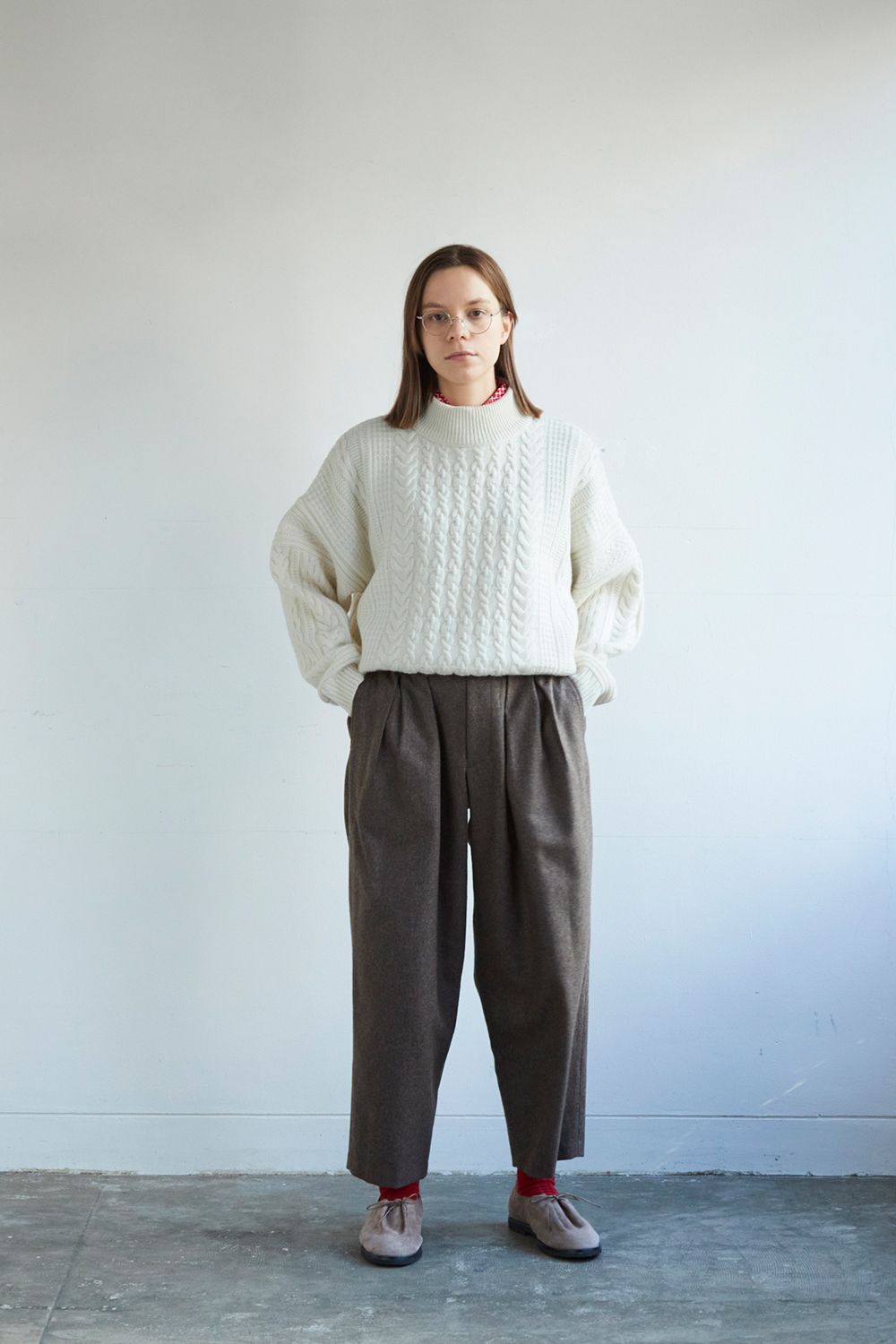 YASHIKI - 【ラスト1点】Kinshu High Neck Knit(WHITE) | Salty