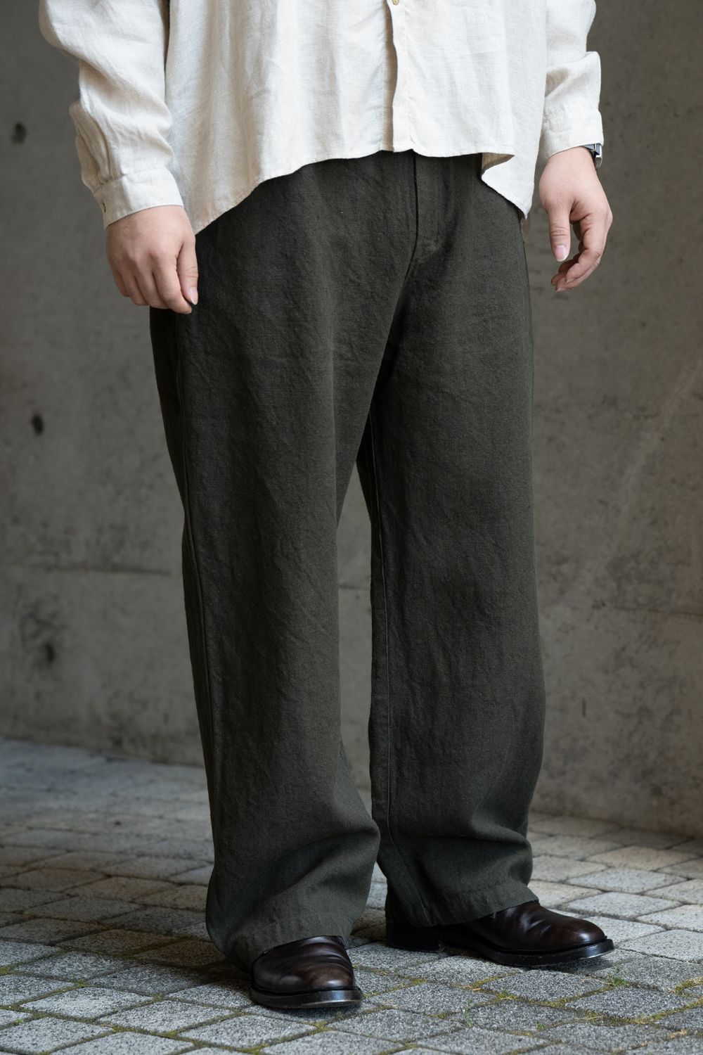 MITTAN - 亜麻苧麻ワイドパンツ(濃緑) | Salty