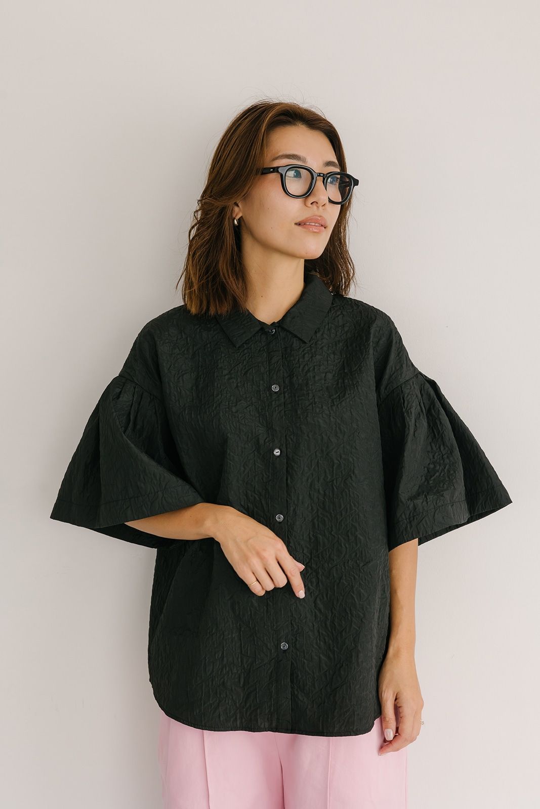 CAVEZA ROSSO - ジャカードタックスリーブブラウス (ホワイト) | Sir