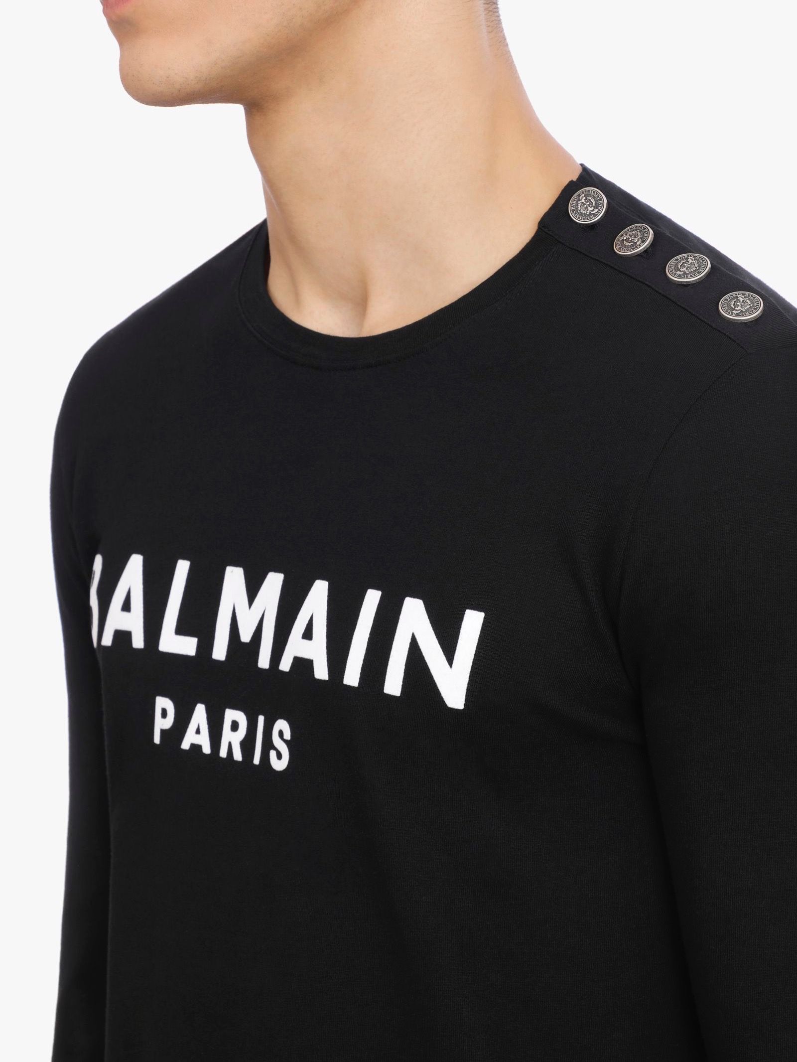 BALMAIN - エンボスボタン ロゴ ロンT LOCKY LOGO LONG SLV / ブラック