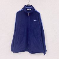 Used 90s Diadora track jacket/velour jersey, vintage, navy, size