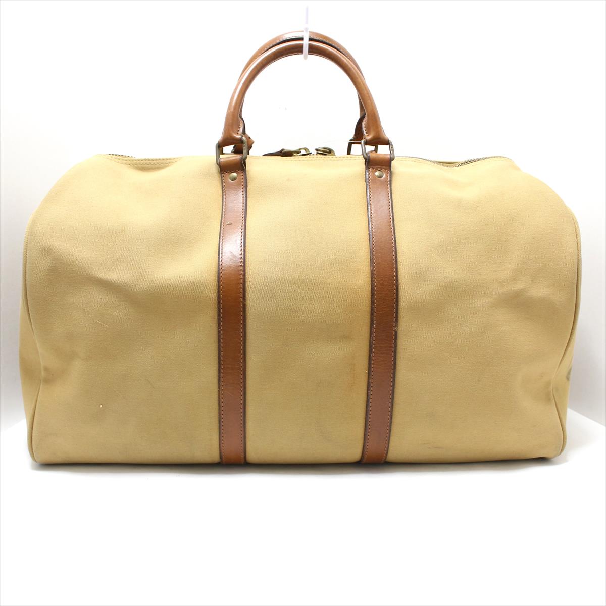 ラルフローレン/ボストンバッグ/ベージュ×ダークブラウン/キャンバス