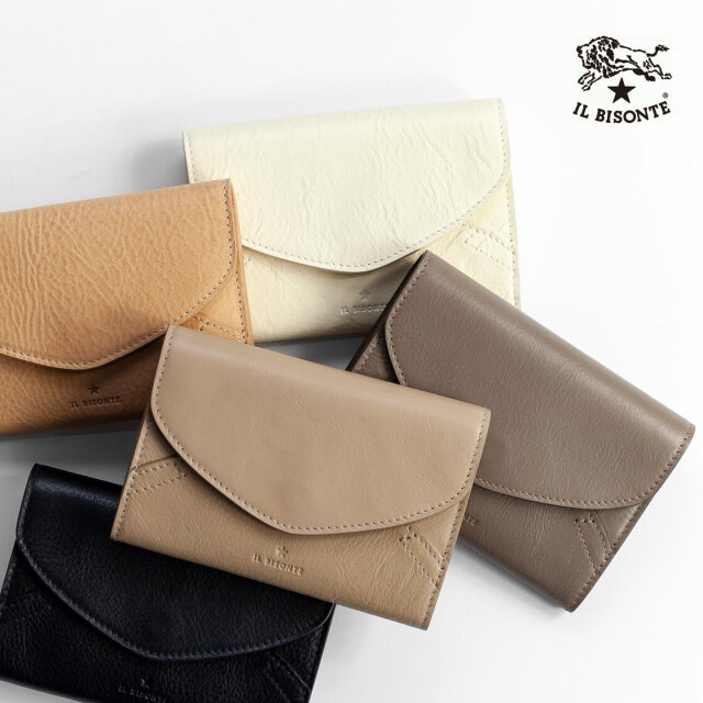 IL BISONTE イルビゾンテ フラップ コンパクト ウォレット 三つ折り