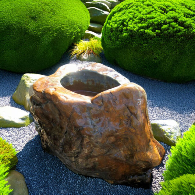 木化石 蹲 059 ツクバイ 手水鉢 水鉢 銘石 珪化木 幅75cm 庭石 景石