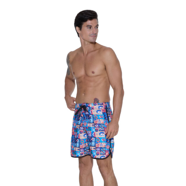 69slam サーフパンツ ボードショーツ メンズ ミディアム丈 WEIRD BLOCK