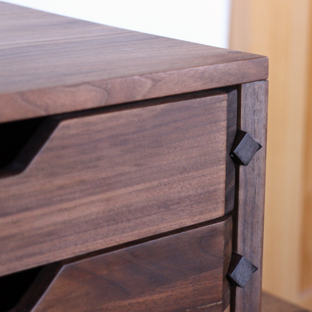 A4書類収納 ミニチェスト ウォールナット無垢材 卓上 小引出し