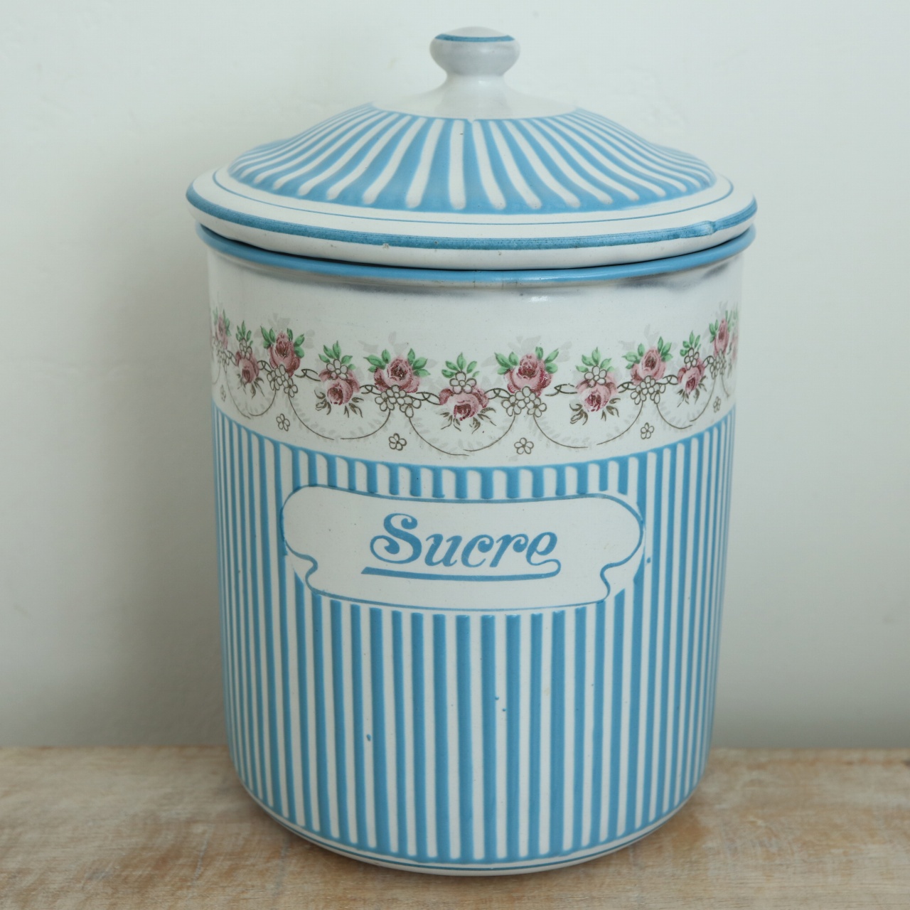 BB社 ローズガーランド アンティーク ホウロウキャニスター Sucre 砂糖