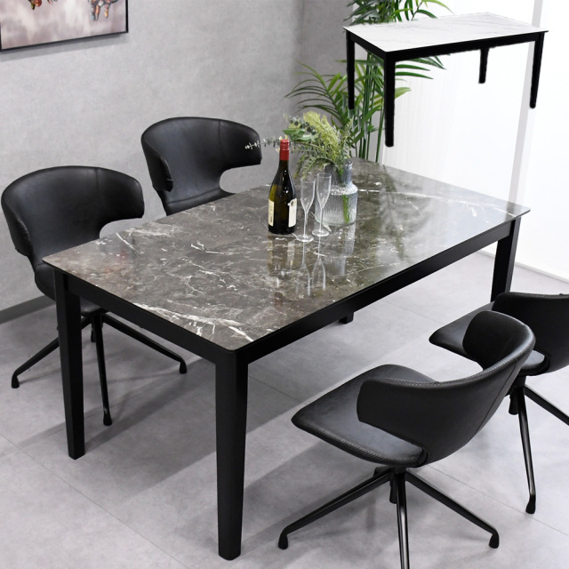 セラミック調の150cm幅ダイニングテーブル 大理石柄 石目 テーブル 4人