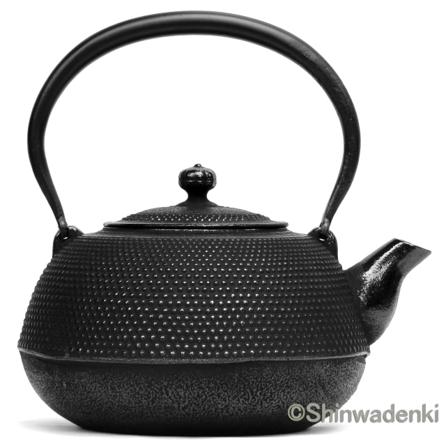 南部鉄器 鉄瓶 平丸アラレ 2.3L OH-318 Shinwadenki