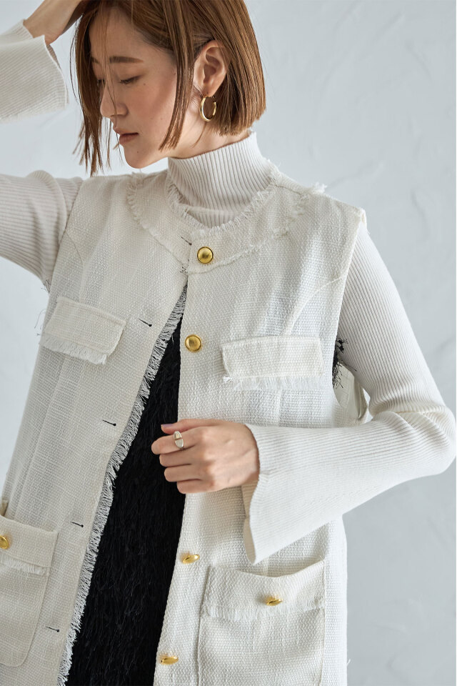 カラミツイードフリンジジレ