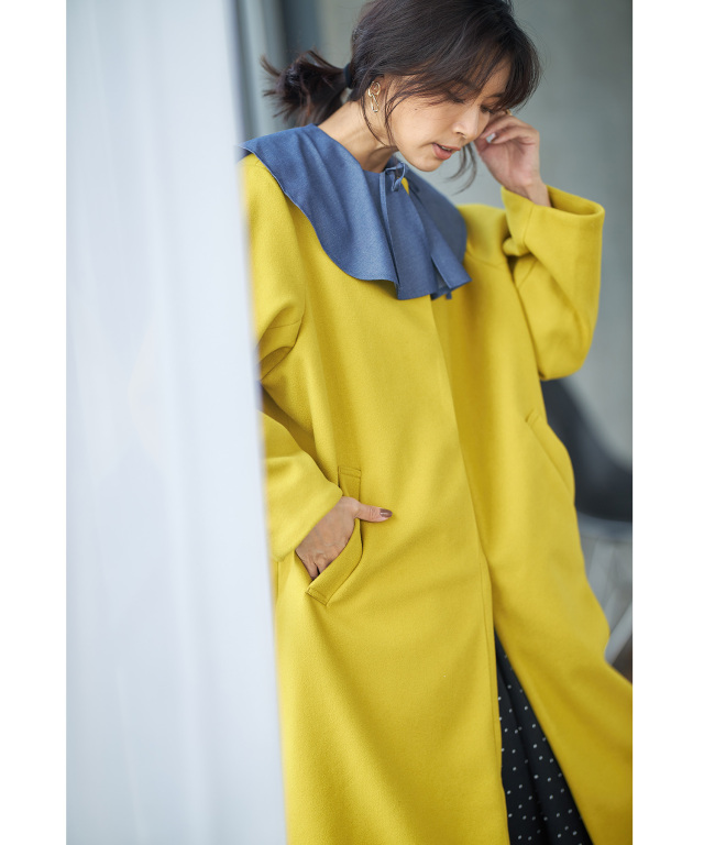 ノーカラーフェイクメルトンコート