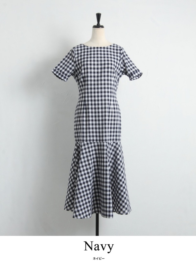 ギンガムチェックマーメイドワンピース