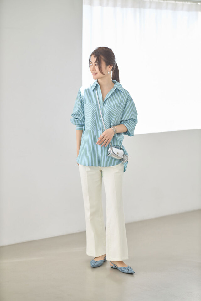 ビッグポケットストライプシャツ