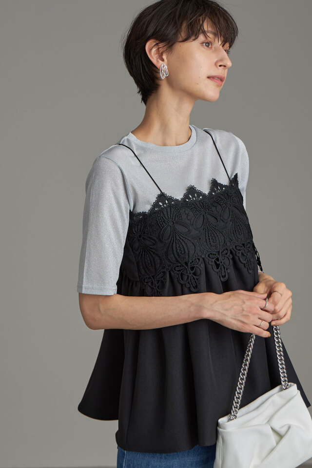 スカラップレースツイルキャミソール※一部店舗のみ入荷