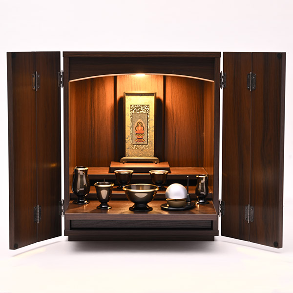 コンパクトモダン仏壇セット ロッシュ16号（ウォールナット）ご本尊