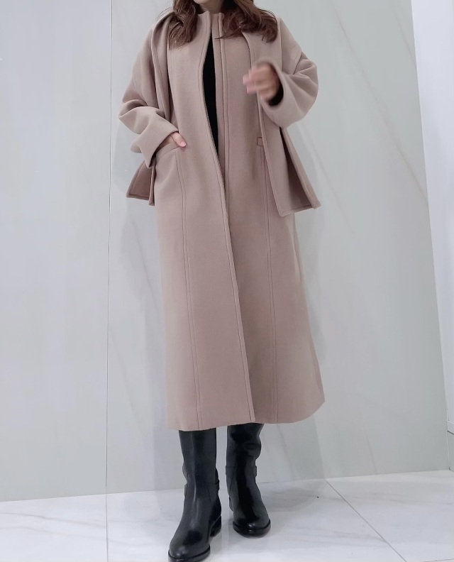 selva secreta】Scarf WOOL COAT(pink-beige)