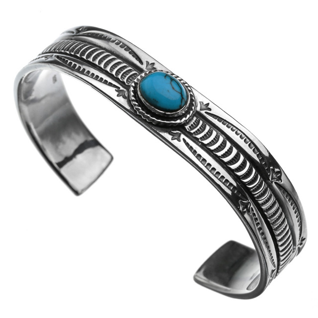 トップ フラット ターコイズ バングル シルバー アクセサリー