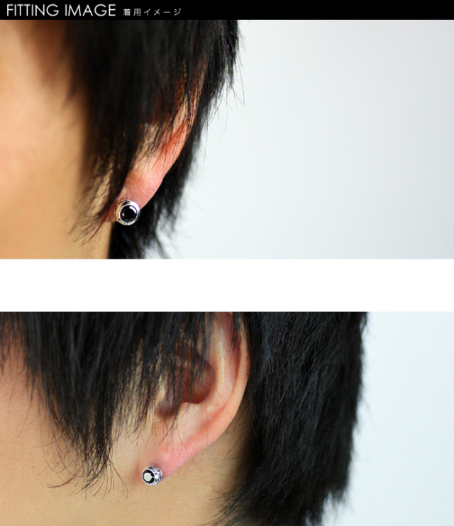 ラウンドブラックジルコニアピアス｜ラッピング無料[シルバーピアス