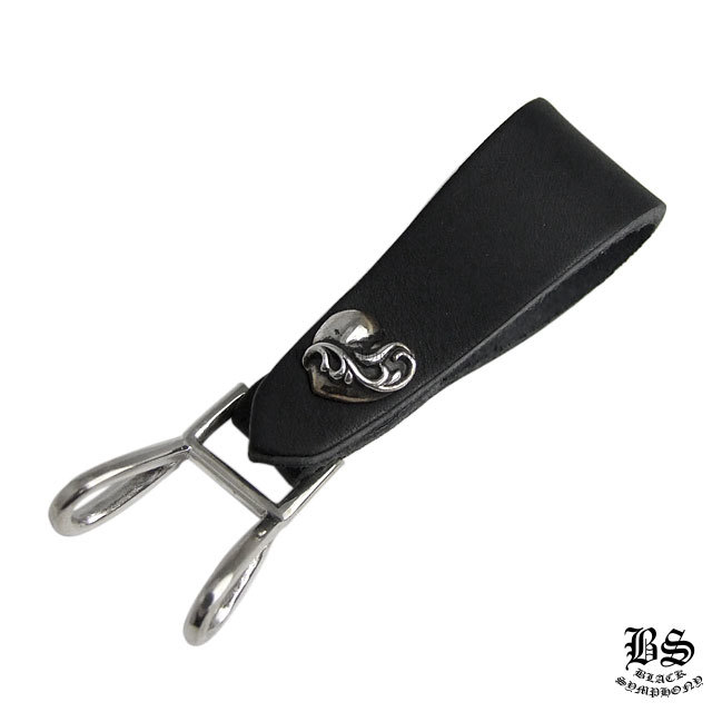 クロムハーツWベルトループハートボタンブラックレザー|クロムハーツ