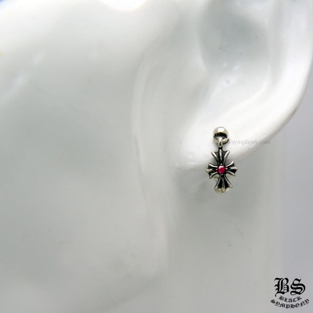 クロムハーツタイニーECHプラスドロップイヤリングwithルビー|クロム