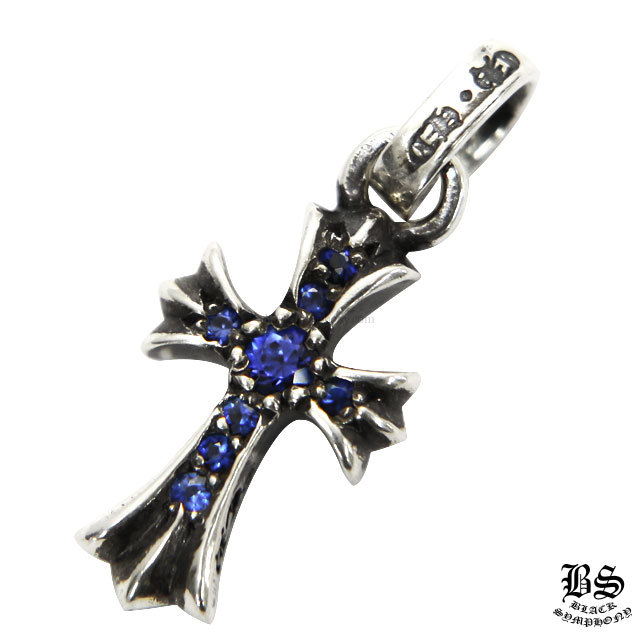 クロムハーツCHクロスベビーファットチャームwithパヴェブルー