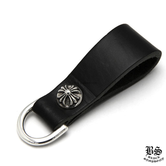 クロムハーツDキーリングクロスボタンブラックレザー|クロムハーツ通販