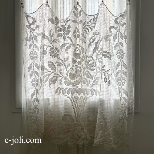 アンティーク刺繍レースのふりふりカーテンஐ⋆*ナチュラルリネン