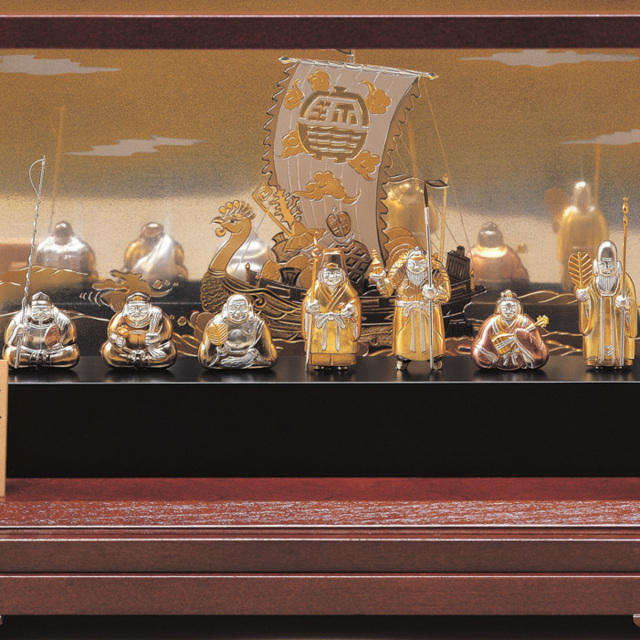 送料無料】 銀製 七福神 A 56g / 武比古 恵比寿 大黒 宝船 置物 幸運