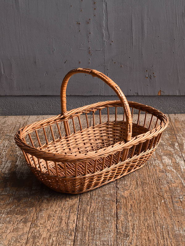 イギリス アンティーク バスケット 籐かご ガーデニング 12488