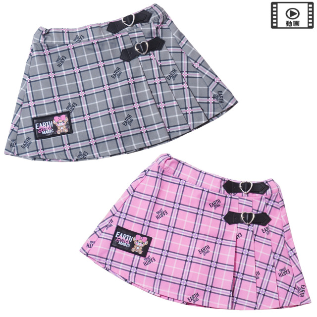 アースマジック EARTHMAGIC チェック柄サイドベルトプリーツスカート