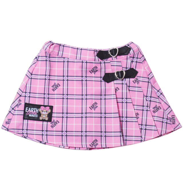アースマジック EARTHMAGIC チェック柄サイドベルトプリーツスカート