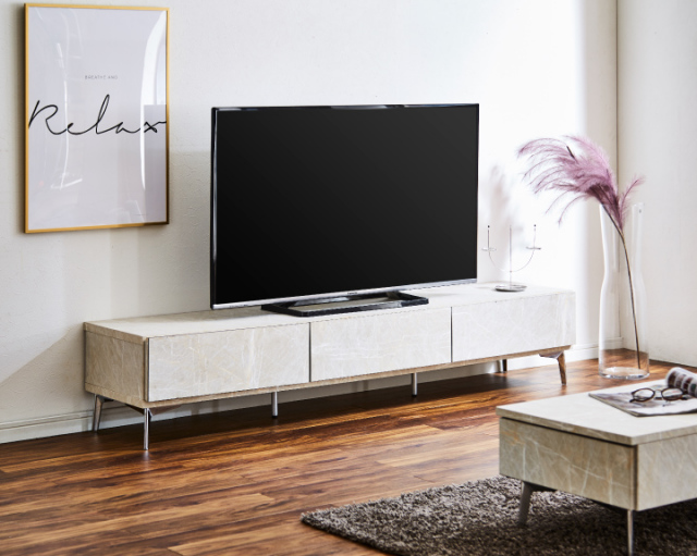 テレビボード 180 テレビ台 180幅 大理石調 脚付き シルバー脚 完成品