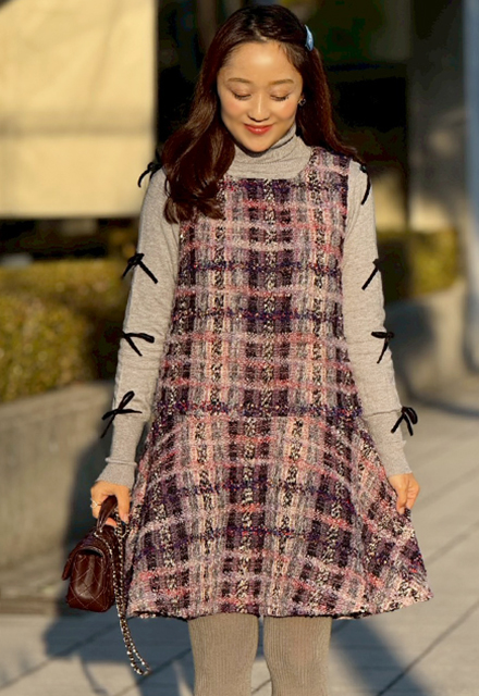 ミックスツイードワンピース【7f-831-06095】