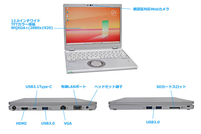 LTE Wi-Fi6 顔認証 メモリ16G Panasonic Let's note QV9 Core i5