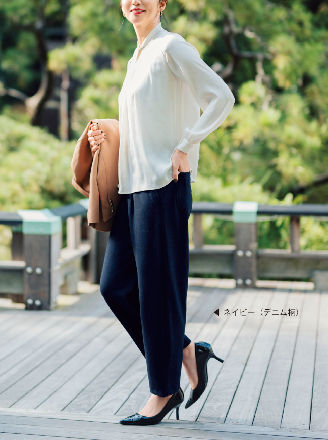 P2＜ピーツー＞】裏起毛ソフトカーブパンツ＜股下72cm＞【日本製】