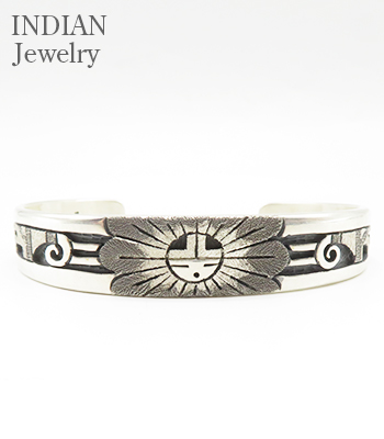 INDIAN JEWELRY ホピ族|オーバーレイ|SUN FACE|シルバー|バングル