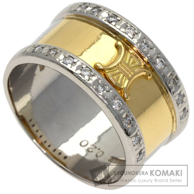 CELINE セリーヌ ロゴ ダイヤモンド リング・指輪 プラチナPT900/K18YG