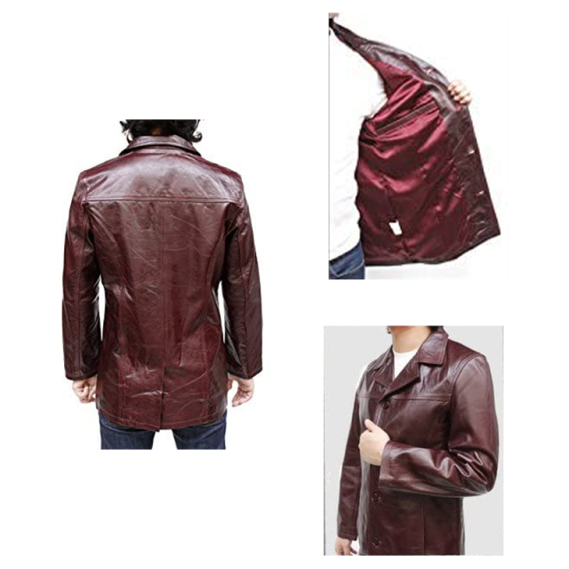 水牛革 カバーオール メンズ ブラック/レッド M/L/LL/3L/ 3673