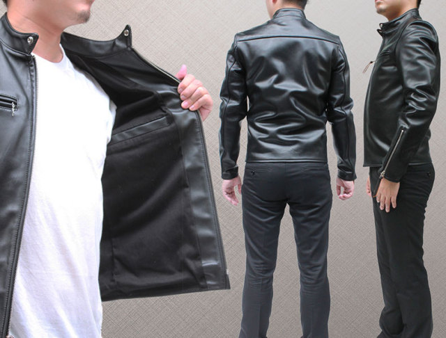 有名メーカー メンズ レザージャケット ホース（馬革） スタンドカラー