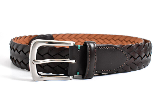 イタリアンレザーメッシュ 固定メンズベルト ピン式 「プレリーギンザ