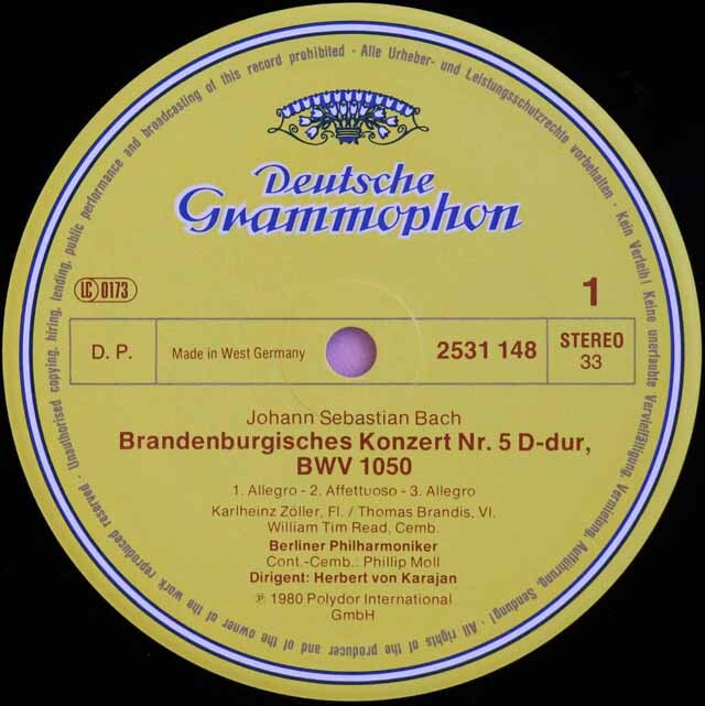 LP レコード カラヤンのバッハ/ブランデンブルク協奏曲全集 独DGG 3442