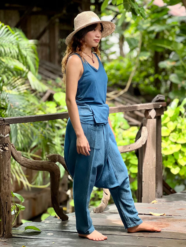 asana HEMP100% 厚手 厚手サルエル タイパンツ・草木染め【パヤカ