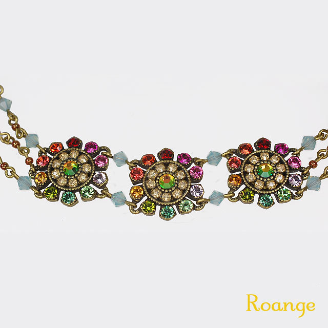 ミハエルネグリン クリスタルトリプルフラワーブレスレット