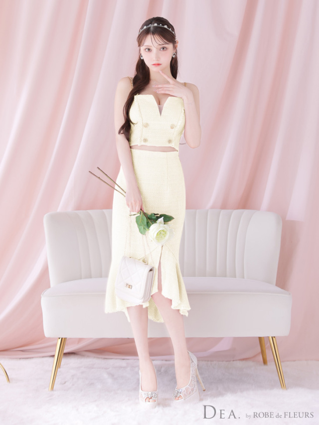 XS～Lサイズあり】ダブルボタンツイードフリンジマーメイド