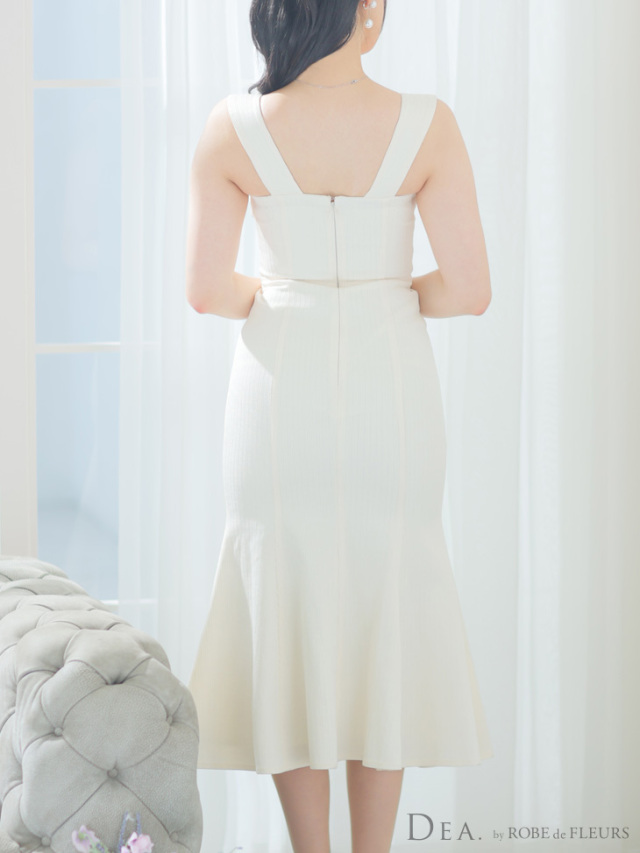 Lサイズあり】ウエストクロスリブニットマーメイドロングキャバドレス